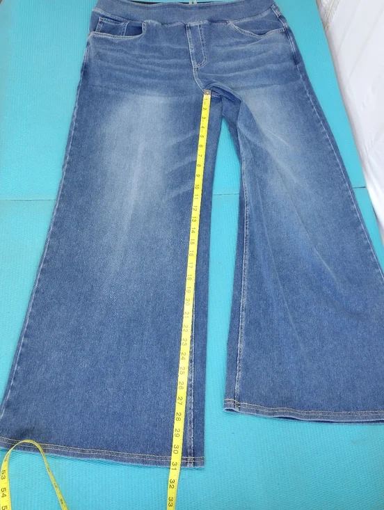 NWT Halara Flex High Waisted Pull On Baggy Wide Leg Jeans Denim Pants Size XL - Picture 7 of 12